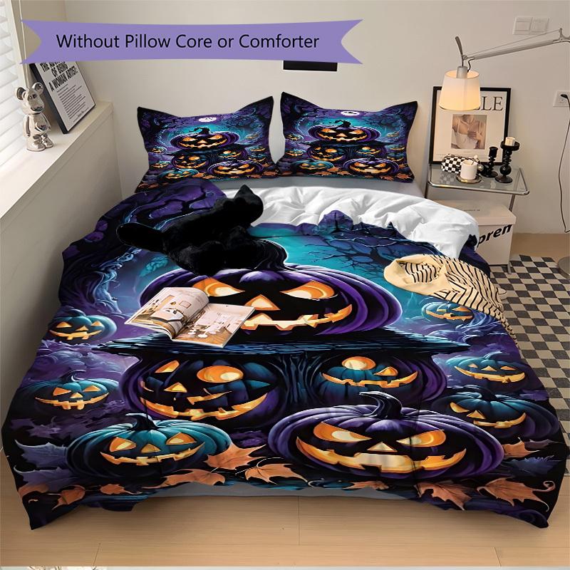3pcs Spooky Night Scene Duvet Cover Set - Includes 1 Duvet Cover and 2 Pillowcases, No Quilt Core, All-Season Home Decor yy251111087