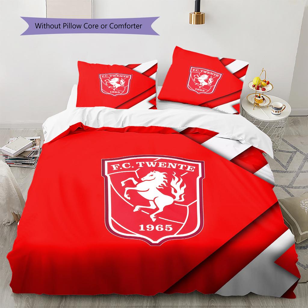 FC Twente Pattern Bedding Quilt Set  Home Decoration  Gift (1 * Duvet Cover + 2 * Pillowcase  Without Core).xwn