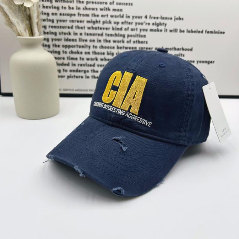 European and American Spring Retro Letter Embroidered Cap Soft Top Versatile Baseball Cap Spring and Autumn Sunshade Anti-sun Hat Trendy Men and Women