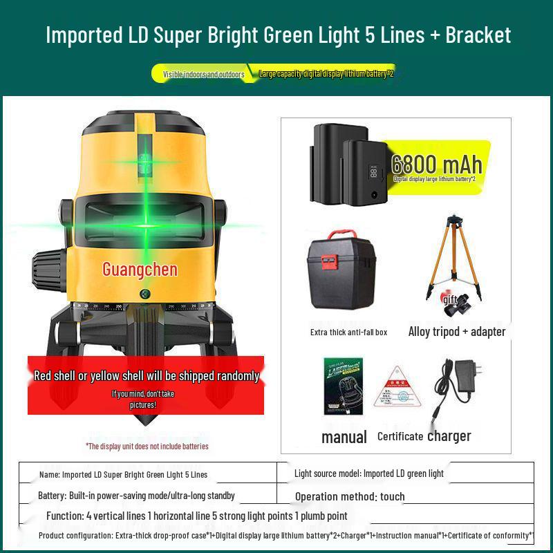 Nível Laser Infravermelho Verde e Azul de Alta Precisão - 2, 3 ou 5 Linhas, Luz Forte ao Ar Livre, Nivelamento Automático