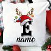Personalised Christmas Pillow Case Initial with Name Cushion Cover Xmas Party Decor Home Pillowcase Xmas Gift for Family Friends