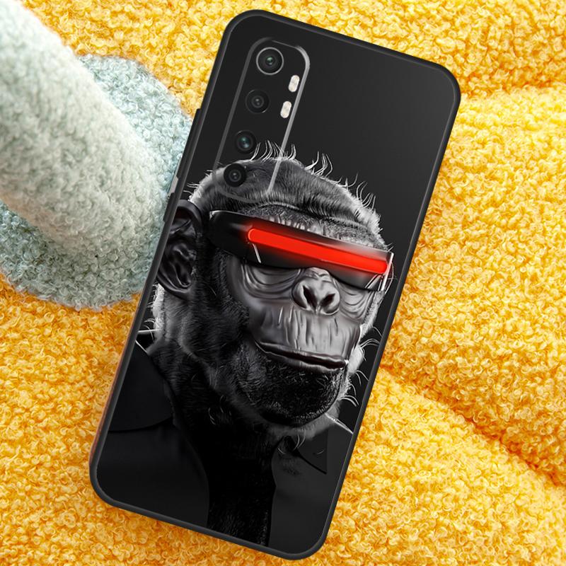 Funny Thinking Monkey With Headphone Case For POCO X3 X4 X5 F5 Pro M5s C40 F4 GT F3 Cover For Xiaomi 12T 11T Pro 12 13 Lite 12X