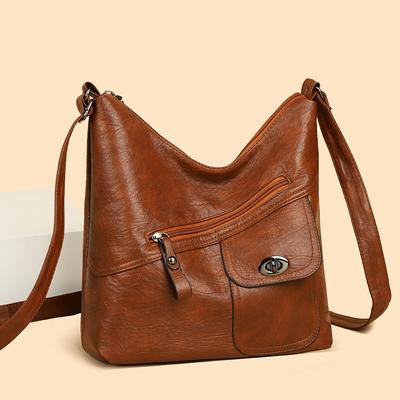 Women's Bag Vintage Shoulder Bag Large Capacity Multi-Pocket Soft Leather Tote Bag