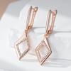 Geometric Oval Rectangle Full Natural Zircon Hoop Earrings For Women  Rose Gold Color Daily Fine Elegant Female Jewelry
