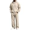 Winter Knit Hooded Sweatshirt Jacket and Sweatpants Set, 2 Piece Hoodie and Jogger Outfit for Cold