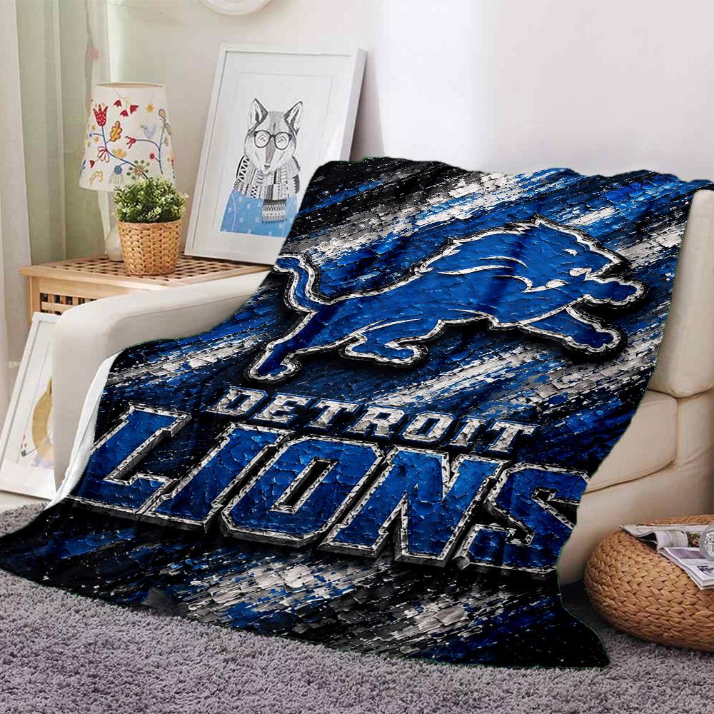 Detroit Lions Print Flannel Blanket High Quality Warm Comfortable Cover for All Seasons Perfect for Gifts Home Decor