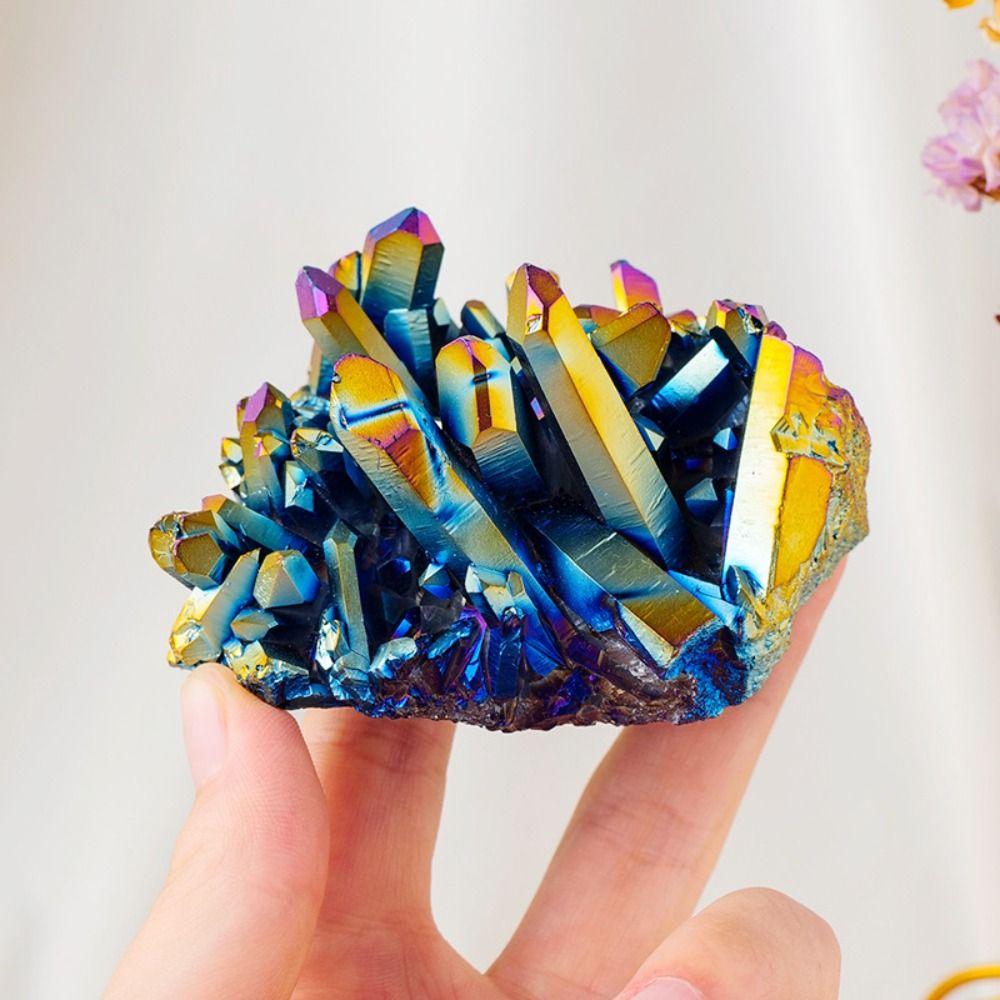 Home Decoration Healing Crystals Quartz Rainbow Titanium Reiki Stone Crystal Cluster Specimen Mineral Stone Ornaments