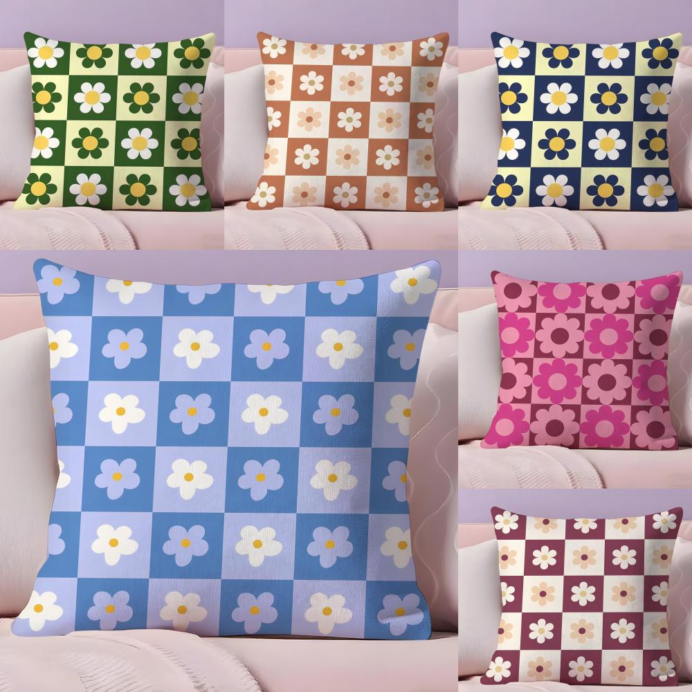Sweet Retro Geometrical Florals Cushion Cover Short plush Doublesided Print Square Throw Pillow Covers Sofa Home Cushion Decor
