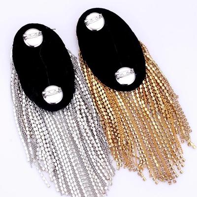Shoulder Jewelry Epaulettes - Fashionable Rhinestone Tassel Brooches In Gold & Silver 