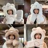 Polyester Winter Knit Hat With Earmuff And Scarf For Girls And Teens