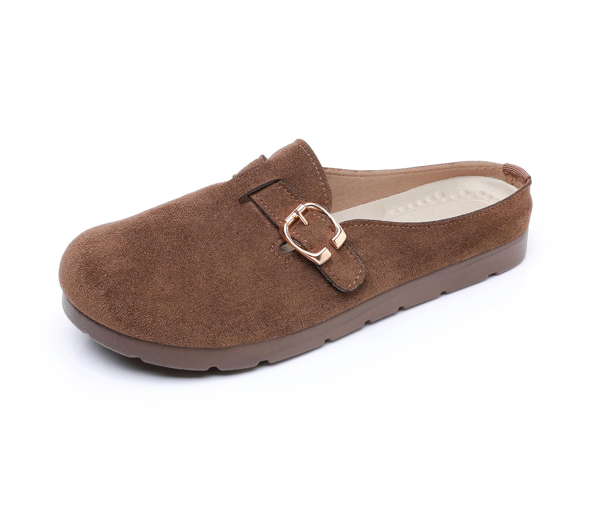 

Shoes women s 2025 spring and summer new retro bag head flat bottom round head casual versatile fashion lazy shoes 41 темный кофе