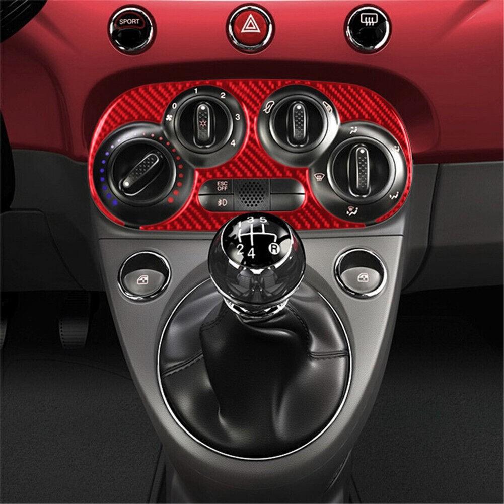 Red Carbon Fiber Interior Manual Climate Console Cover Trim For 2012-15 Fiat 500