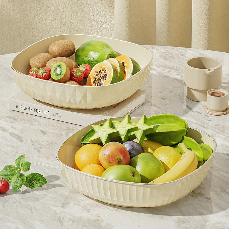 Premium Fruit Plate Household Living Room Coffee Table Fruit Plate Cream High-Grade Fruit Basin High Value Fruit Basket Fruit Basin