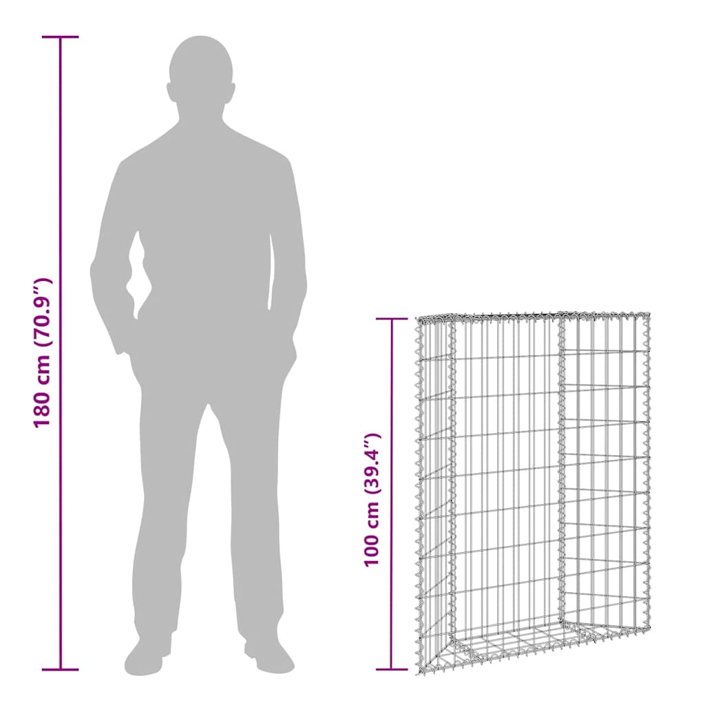 Gabion Raised Bed Trapezoidal Shape Galvanized Steel 80 X 20 X 100 Cm