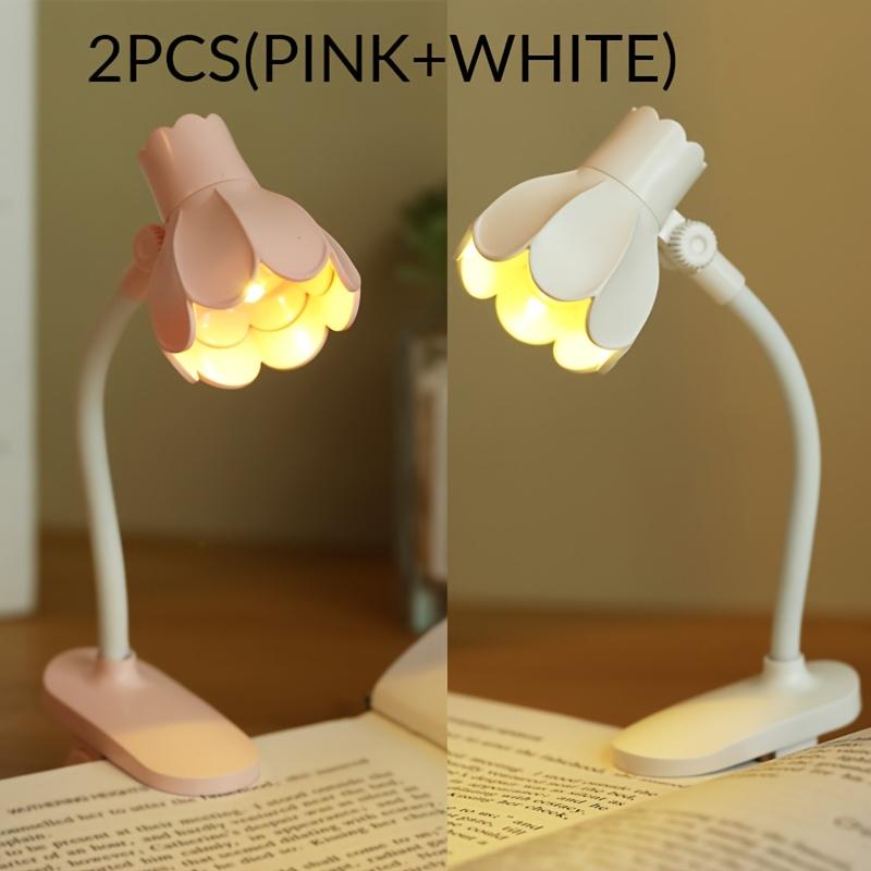 Mini Flower Shaped LED Book Light Eye Protection Adjustable Clip 360° Flip Study Lamp For Travel Bedroom Reading Book Light