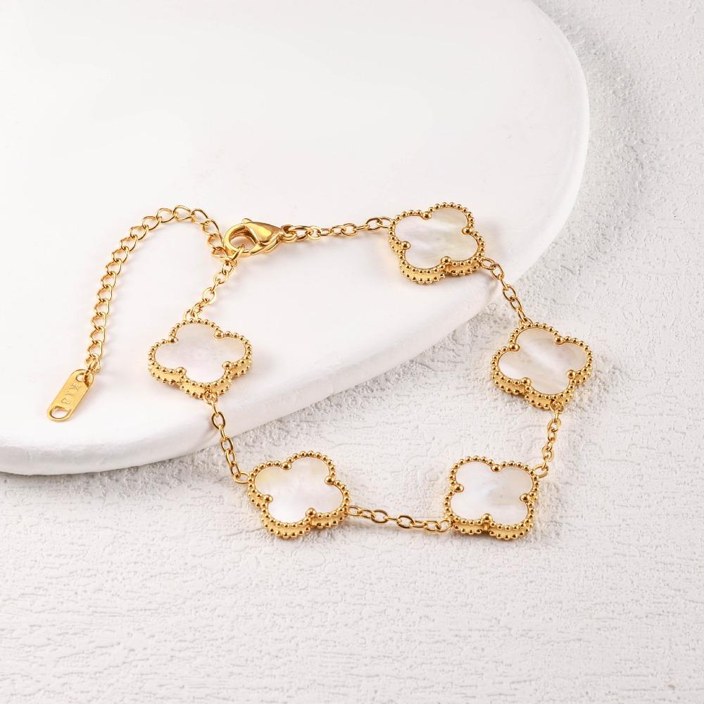 Four-leaf Clover Bracelet for Women Double-sided Genuine Mother-of-pearl Luxurious and High-end Fashion Accessory