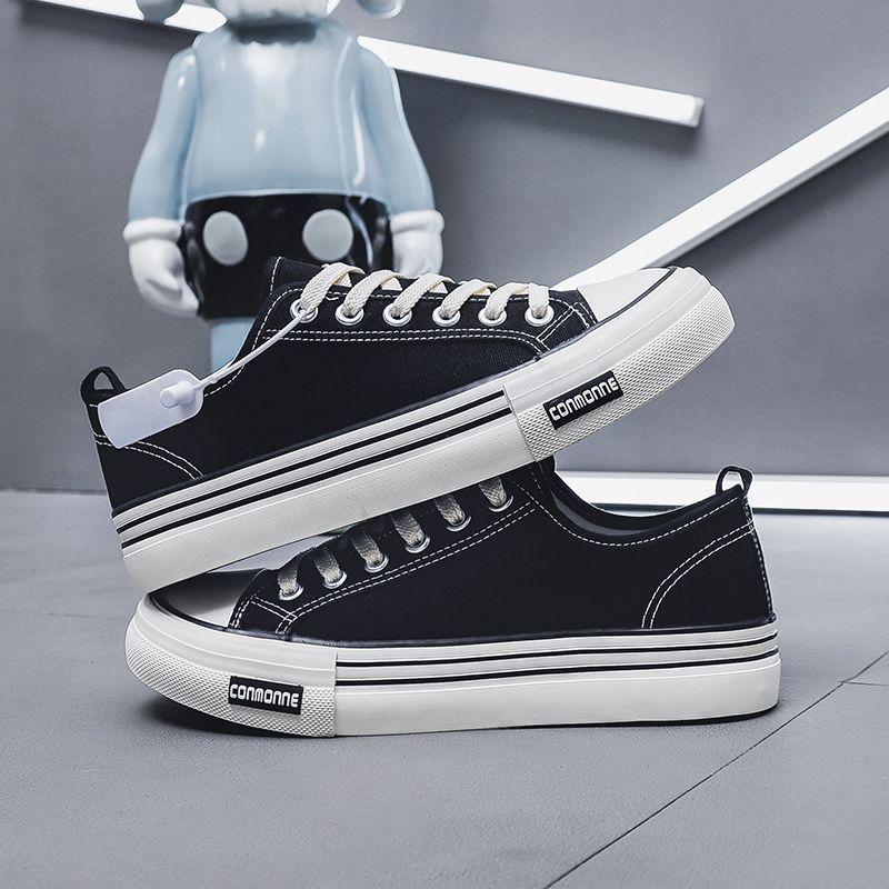 

Мужские дышащие черные парусиновые кроссовки - Удобные и модные в корейском стиле для осени. Size 39