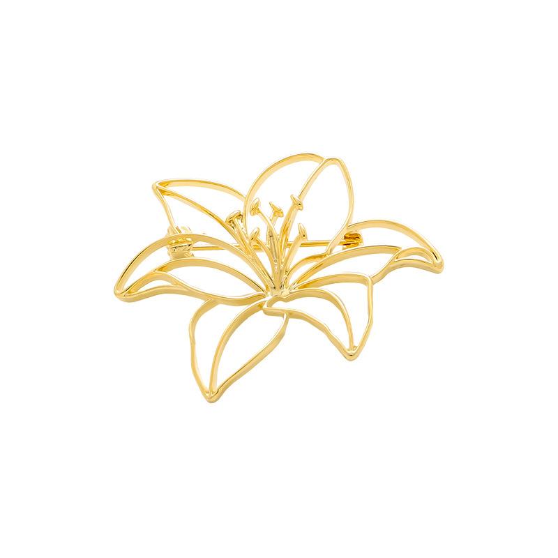 Hollowed-out Lily Brooch, High-end Feminine Style, Suit Pin, Anti-glare Clasp, High-end Corsage