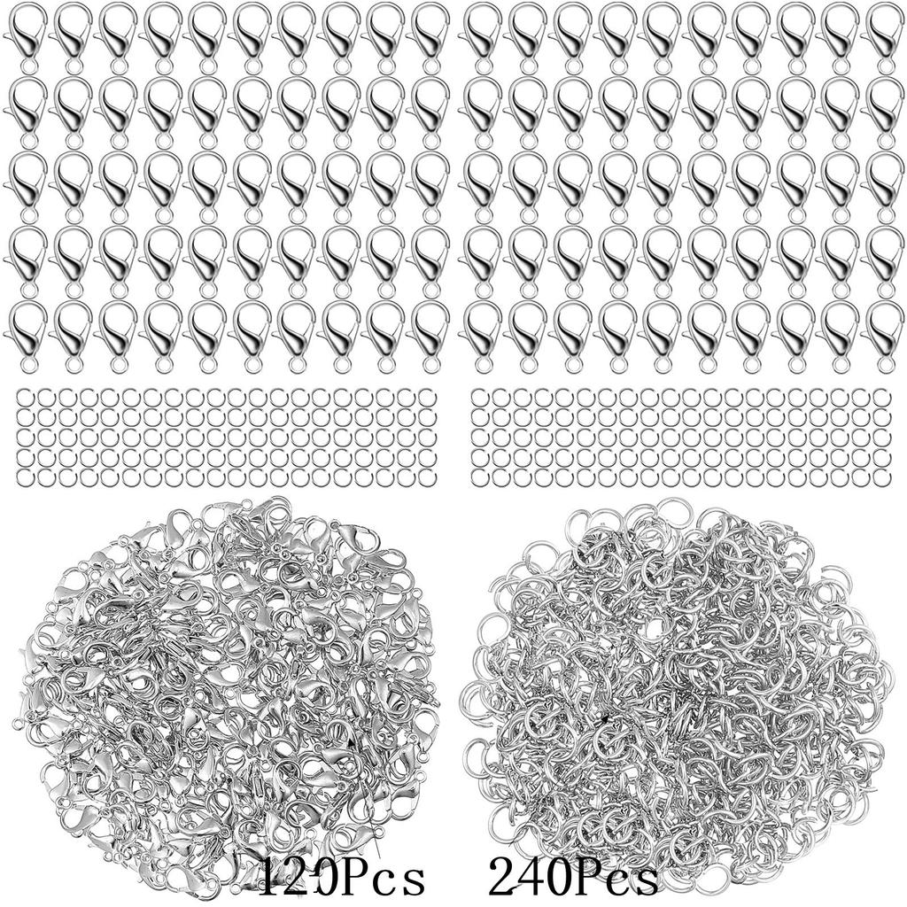 240pcs Open Jump Rings & 120pcs Lobster Clasps Set For Jewelry Making DIY