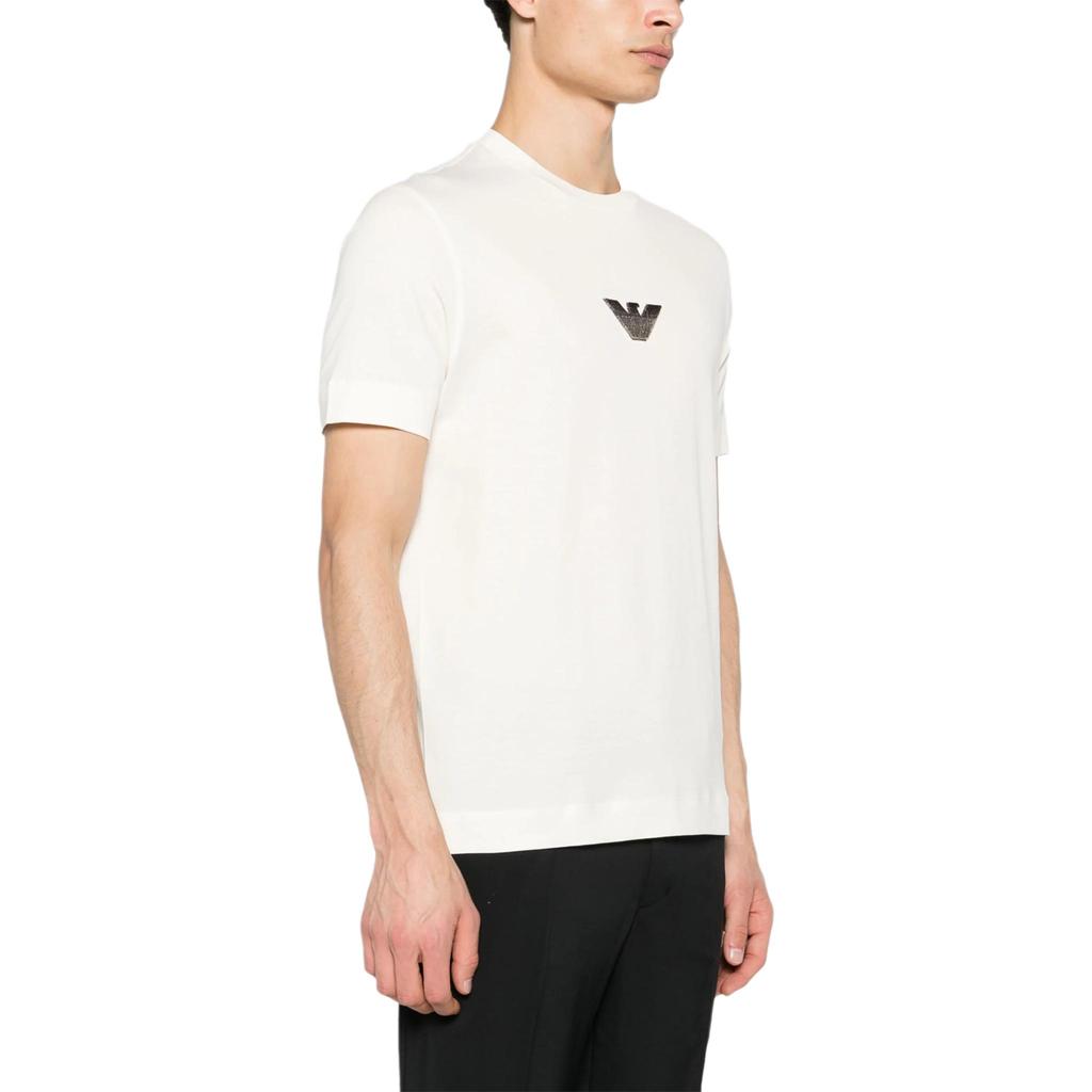 Emporio Armani Logo Print Pullover Crew Neck Short Sleeve T-Shirt Men Tops White 3D1TH0-1JOCZ-0128
