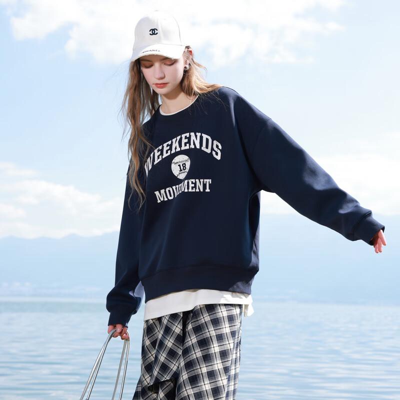 

Sancai 2025 Autumn Retro Letter Print Drop Shoulder Sweatshirt XL