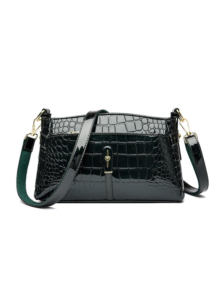 

2025 new crocodile pattern middle-aged mother bag multi-layer shoulder bag fashionable women s large-capacity oblique span bag зелёный