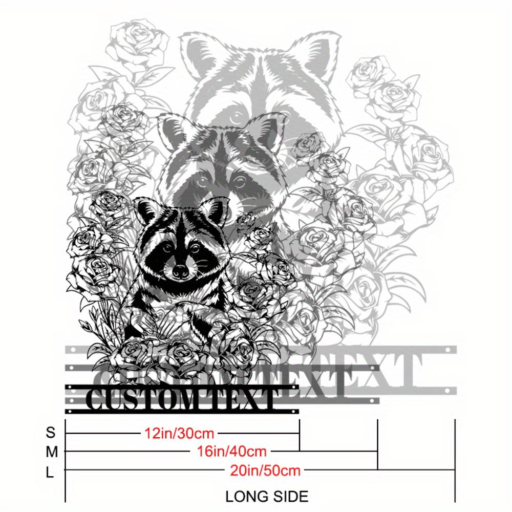 Custom Raccoon Floral Metal Wall Art, Personalized Name Sign for Garden Front Door, Unique Handmade Home Decor