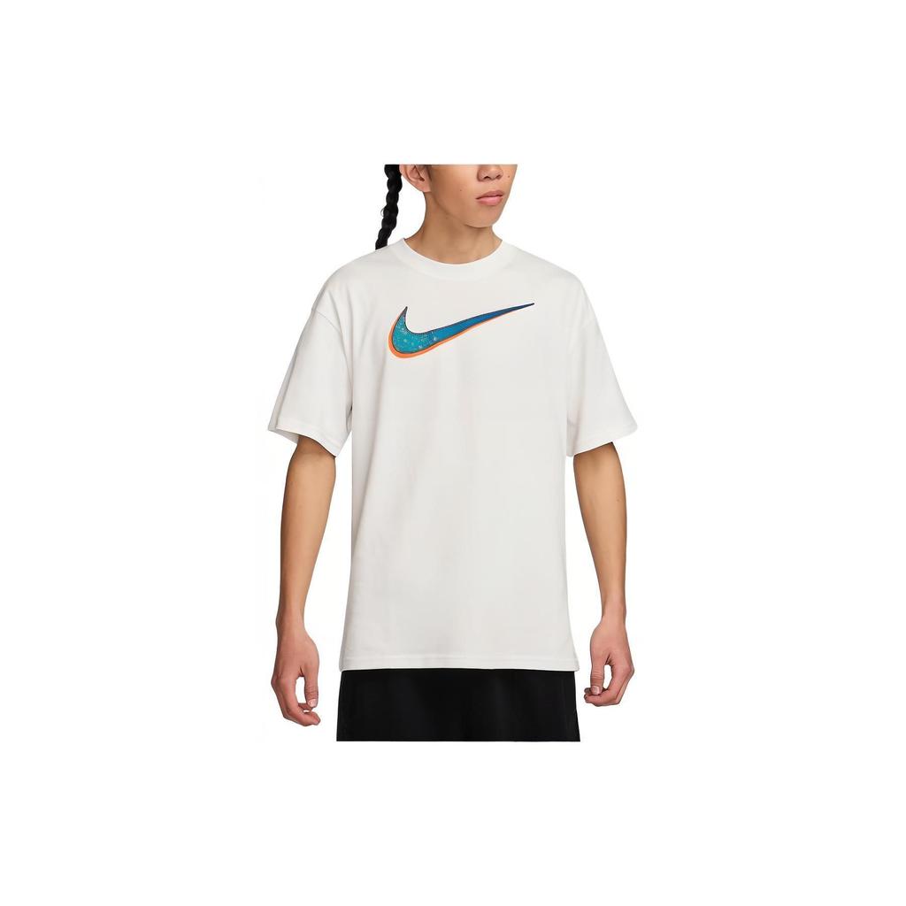 Nike M90 Basketball T-Shirt With Logo Print, Crew Neck, Slim Fit, Short Sleeve, Drop Shoulder Men Tops White FV8407-121