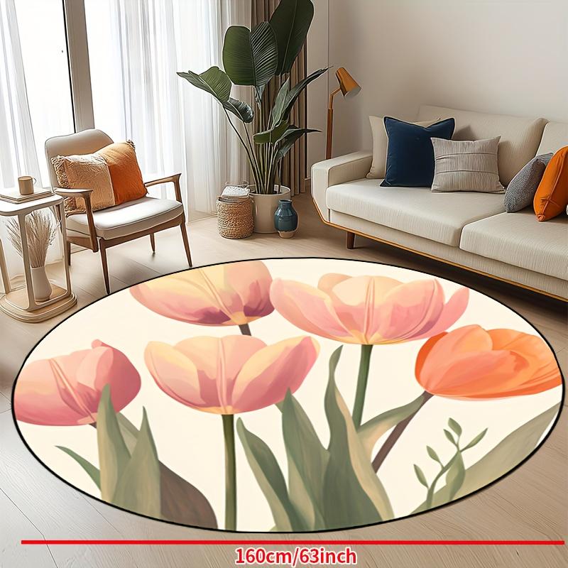 Luxuriöses Blumenmuster Runde Form Fußmatten Küche Flur Läufer Teppich Schlafzimmer Wohnzimmer Weicher Teppich Rutschfester Bereichsteppich