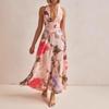 2026 European and American New V-neck Neck Backless Strap Seaside Vacation Style Long Dress