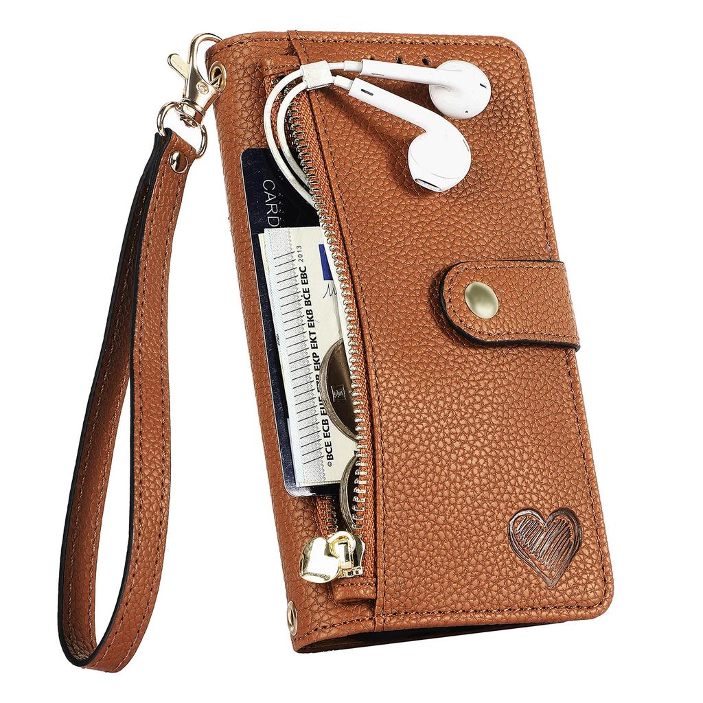 For Xiaomi Redmi 15C 4G (EU) (173mm)/15C 5G (EU) (173mm) Case RFID Blocking Zipper Pocket Leather Wallet Phone Cover with Strap