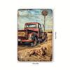 Vintage Truck and Dog Metal Tin Sign, Rustic Farmhouse Wall Art Decor, Gym Bar Cafe Garage Iron Art, Restaurant Home Forest Gard