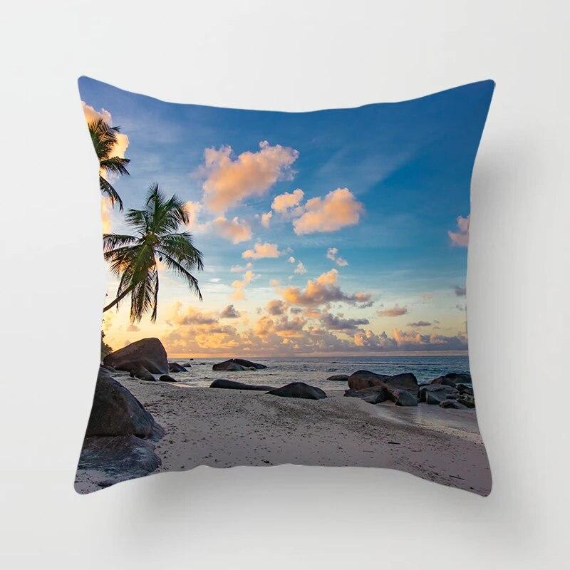 Beach Landscape Natural Scenery Printed Throw Pillow Cover Sofa Decoration Car Office Seat Cushion  Home Decor