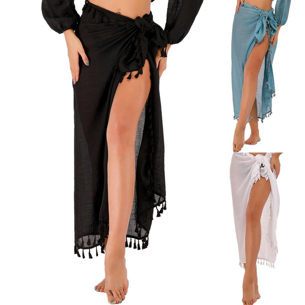 Women's Swimsuit Cover Up Summer Solid Beach Wrap Skirt Swimwear Bikini Cover-up