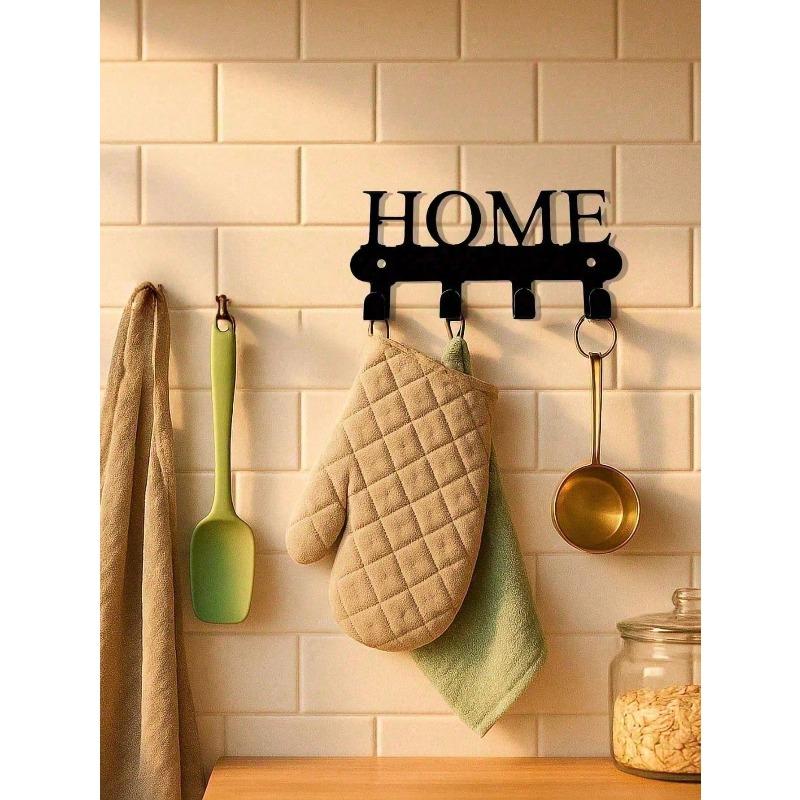 Wall Mount Key Holder with 5 Hooks Rust Resistant Metal Entryway Organizer for Keys Coats Hats Home Decor Gift