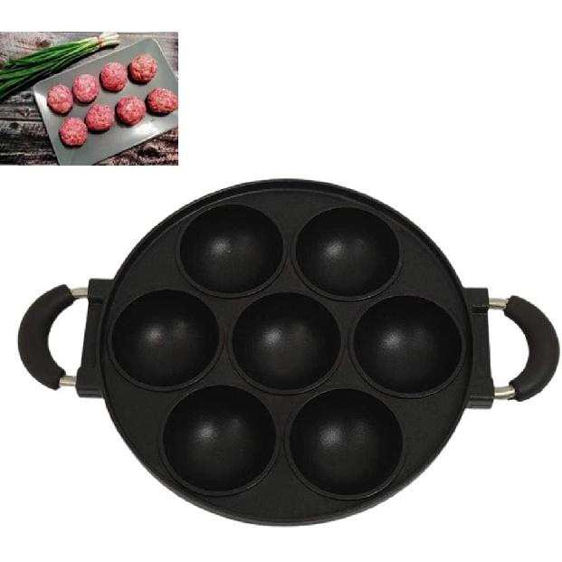 7-Hole Cast Iron Omelette Pan Non-Stick Cooking Pot Breakfast Egg Cooking Pie Cake Mold Kitchen Cookware Omelette Pans Nonstick Flip