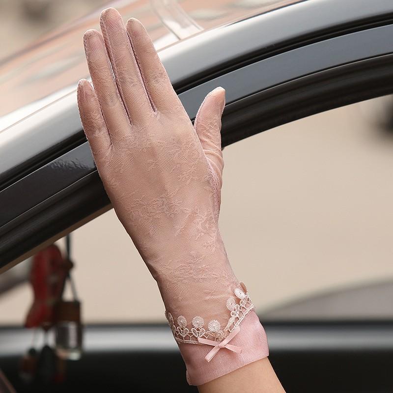 Spring and Summer Sun Protection Gloves Lace Light and Breathable Touch Screen Gloves for Women Driving Breathable Outdoor Sunshade Cycling Gloves