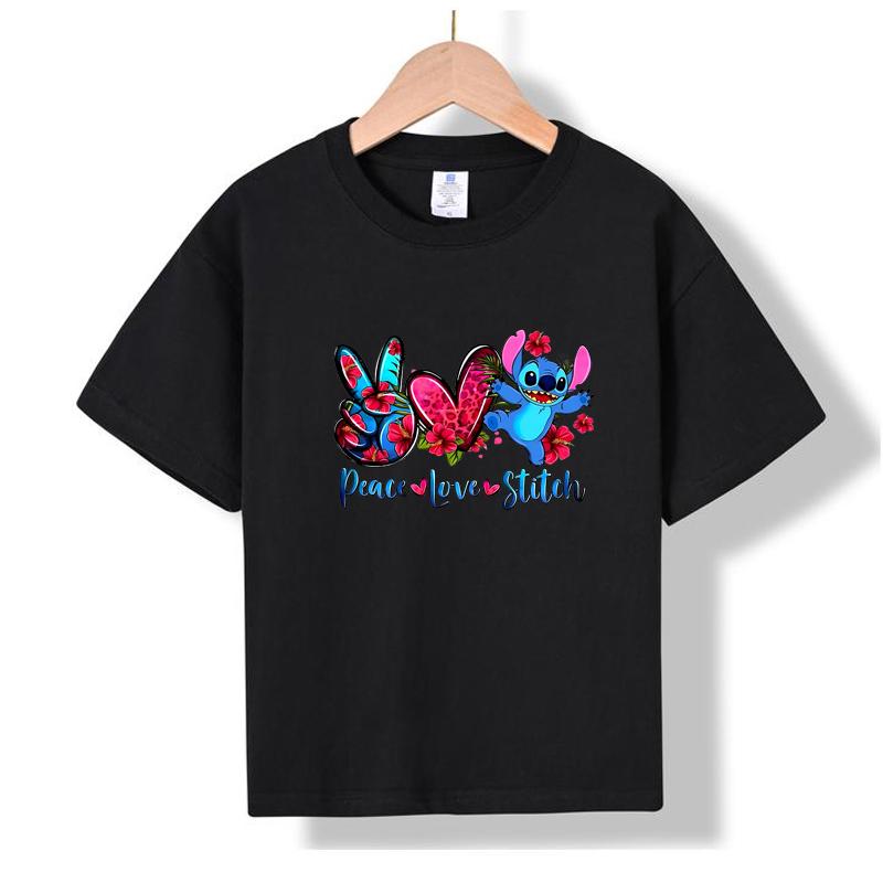 

MC-49 MINISO 2026 Summer New Printed Cotton Round Neck T-shirt for Children Aged 1-16, Boys and Girls 100