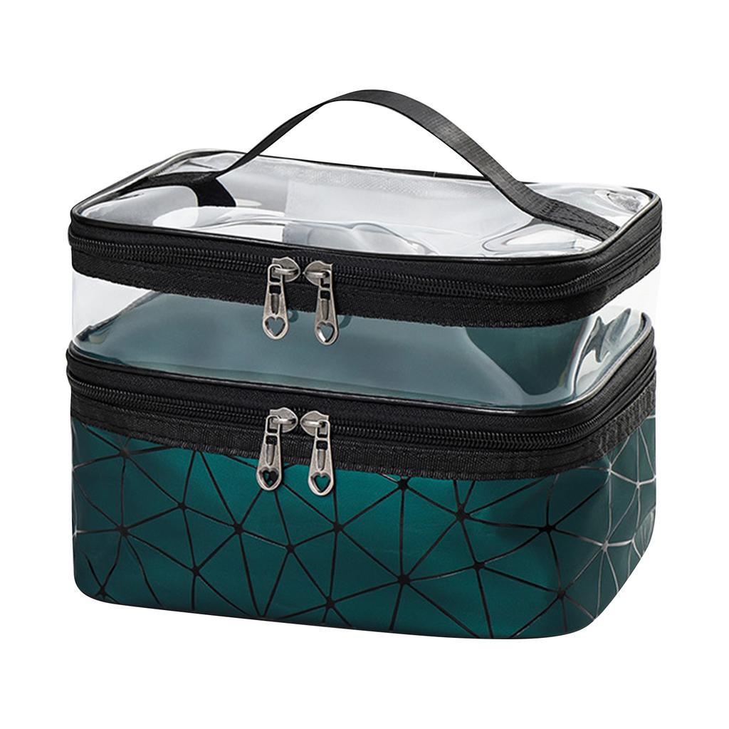 New Makeup Bag Cosmetic Bag Travelling Double Layer Make Up Bag Organizer Medium Case For Women Girls Reusable Toiletry Bags
