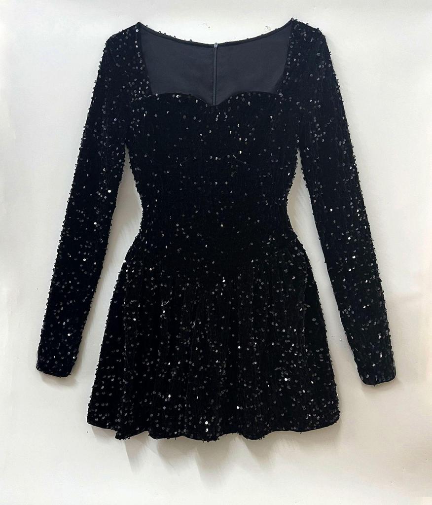 Sequin Long Sleeve Sexy Women's Spring/Summer Dress Short Skirt 087