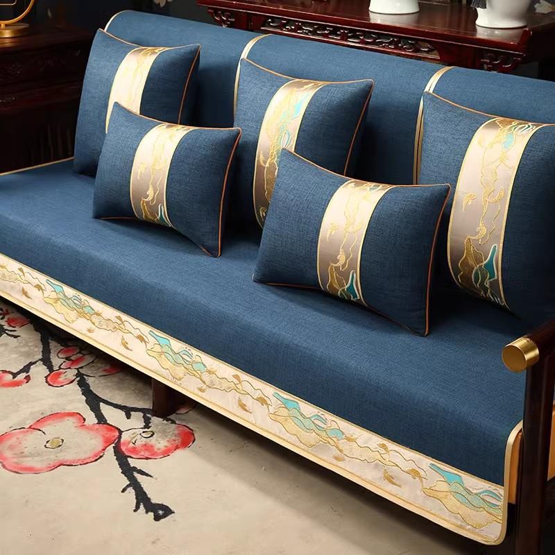 Chinese Mahogany Sofa Cushion Cover High-Grade Non-Slip Cover Cloth Solid Wood Furniture Arhat Bed Embroidered Sofa Cushion Cover Towel