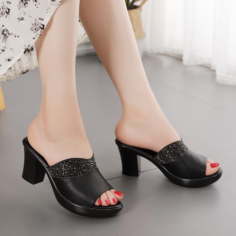 Fashion GKTINOO Women's Slippers Sandals 2024 Summer 8cm High Heels Women Shoes Woman Slippers Summer Sandals Fashion Shoes