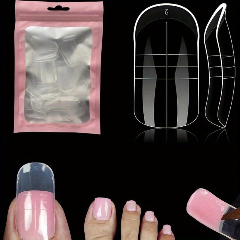 60pcs Polygel Toe Nail Extension Molds Full Cover Reusable Acrylic Nail Tips Dual Nail Forms for Toes DIY Manicure Nails Tool