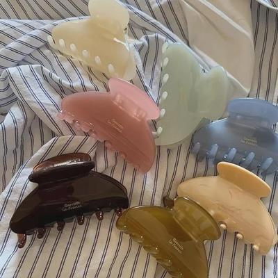 French Gold Label Jelly Solid Color Medium Hair Clip - Acetic Acid Half-Claw Shark Clip