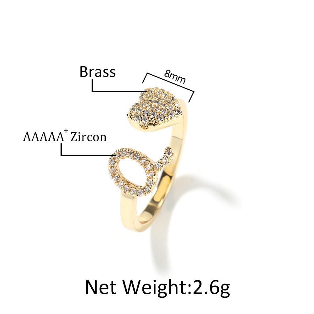Bague simple personnalité 26 lettres anglaises ouverture réglable luxe léger design de niche haute qualité bague amour