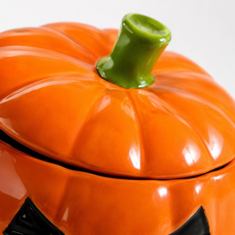 Halloween Berries Draining Bowl with Wash-and-Drain Design, Black Face Accent, and Lidded for Washing Fruits and Vegetables Serving