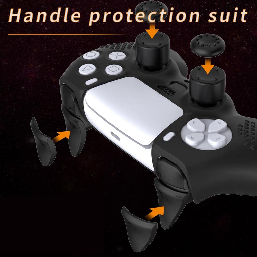 XBERSTAR Ergonomic Silicone Cover Case for PS5 DualSense Edge DualSense Edge Soft Rubber Protective Skin for Wireless Controller with Thumb Grip Caps