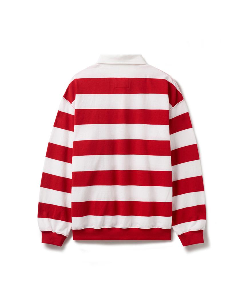 ERER Oxford Collar Stripe T-Shirt Red