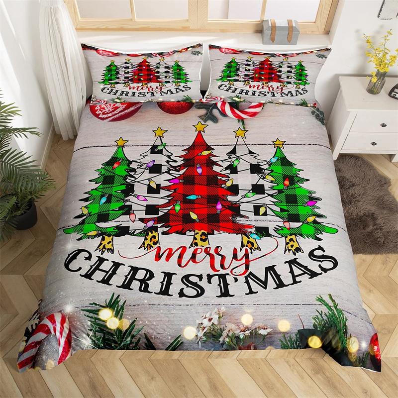Vánoční povlak na přikrývku Santa Claus Ložní souprava Vánoční Šťastný Nový Rok Dekor Přikrývka Mikrovlákno Přehoz na postel Královská velikost