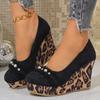 Platform Wedge Shoes Spring Autumn New Women Leopard Print Height Increase Fashion Single Shoes Comfortable Non Slip High Heels